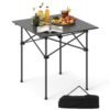 Folding Roll-up Aluminium Camping Table for 4-Black
