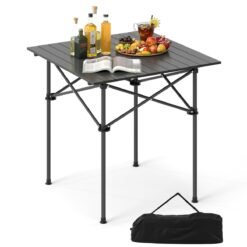 Folding Roll-up Aluminium Camping Table for 4-Black