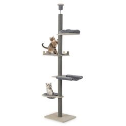 236-271 cm Height Adjustable 5-tier Floor to Ceiling Cat Tree -Grey