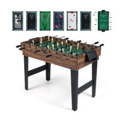 10-in-1 Combo Game Table Set Multi-Game Table with Foosball-Brown