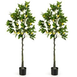 160cm Tall Set of 2 Fake Lemon Plant with Lemon Fruits and Cement Pot