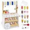 2-in-1 Wooden Ice Cream Cart with Display Shelves for Kids 3+ Years Old-White
