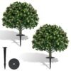Set of 2 Artificial Holly and Red Berry Topiary Trees for Yard