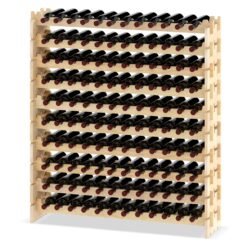 120 Bottles Wine Rack 10-Tier Stackable Wine Storage Stand-Natural