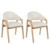 Modern Dining Chair Set of 2 with Padded Seat and Ergonomic Curved Backrest-White