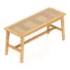 Bamboo Entryway Dining Bench with Handwoven Rattan Seat-Natural