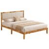 Solid Acacia Wood Bed Frame with Tufted Headboard and Ample Under-bed Space-Queen Size