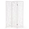 3-Panel Room Divider 170 cm Freestanding Privacy Screen with Natural Paulownia Wood Frame-White