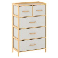 5-Drawer Bamboo Chest of Drawers Vertical Storage Tower-Natural
