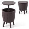 Outdoor Cool Cocktail Bar Table 38L Beer and Wine Cooler with Lift-Top-Brown
