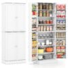 Kitchen Pantry Cabinet Freestanding Tall Buffet Cupboard with Cabinets-White