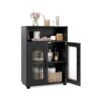 Bathroom Cabinet Freestanding Cabinet with 2 Doors and 3-Level Adjustable Shelf-Black