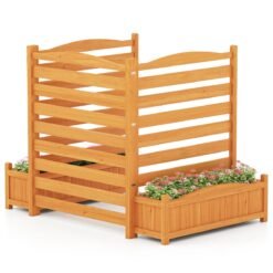 2/3-Panel Freestanding Air Conditioner Fence with Planter Box-Yellow-3-Panel