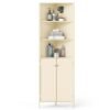 172 CM Tall Corner Cabinet with 5 Shelves and 2 Fluted Doors-Beige