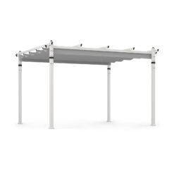Outdoor Pergola with Retractable Canopy Aluminum Frame Anchors-Grey