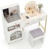 Vanity Desk with Mirror and Lights Makeup Vanity Table with 3 Lighting Modes-White