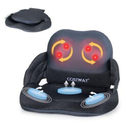 Low Back Massager with Heat Foldable Shiatsu Massage Lumber and Hip Support Seat Cushion-Grey