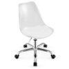 Clear Desk Chair Armless Rolling Acrylic Office Chair with Swivel Seat and PU Leather Cushion-Clear