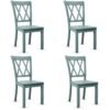 Set of 4 Armless Wood Dining Chairs with Ergonomic Fluted Seat