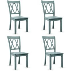 Set of 4 Armless Wood Dining Chairs with Ergonomic Fluted Seat