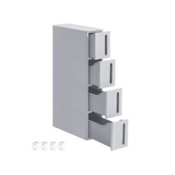 Plastic Storage Tower on Wheels with 4 Levels Grey