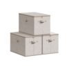 Set of 3 Foldable Storage Organiser Boxes Sand Beige