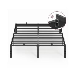150 x 200 cm Metal bed frame with under bed storage for modern guest rooms Ink Black