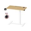 80 x 45 cm Overbed table with adjustable height wheels and slots for devices Golden Oak