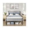 Double Metal bed frame with upholstered headboard and easy assembly Dove Grey