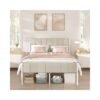Double Metal bed frame with upholstered headboard and easy assembly Cappuccino Beige
