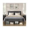 King Metal bed frame with upholstered headboard and easy assembly Slate Grey