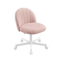 Swivel office chair with teddy fleece and soft padding Jelly Pink