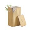 90L Bamboo laundry basket with lid and washable liner Natural Colour