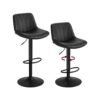 Adjustable swivel bar stools with backrests and footrest Ink Black