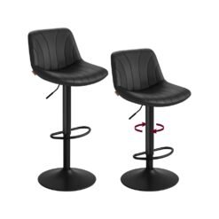 Adjustable swivel bar stools with backrests and footrest Ink Black