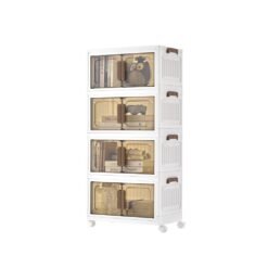 4-Tier 100L Stackable Storage Box with Wheels & Magnetic Doors