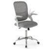 Home Office Chair Ergonomic Breathable Mesh Chair with Flip Up Armrests and Back Storage Space-Grey