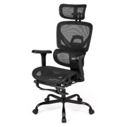 Swivel Rolling Mesh Ergonomic Office Chair with Footrest High Back-Black
