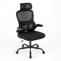 Ergonomic Office High Back Mesh with Lumber Support Adjustable Headrest-Black
