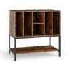 Record Player Stand with Charging Station for Living Room-Rustic Brown