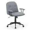 Home Office Desk Chair PU Leather Makeup Vanity Chair with Adjustable Height and Rocking Function-Grey