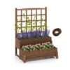 Raised Garden Bed with Lattice Trellis and Drainage Holes-Rustic Brown