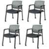 Waiting Room Chairs Set of 4 with Armrests and Wheels-Grey
