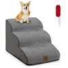 3-Tier Foam Non-Slip Dog Ramp with Gentle Slope Surface-Grey