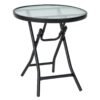 Folding Garden Side Table with Tempered Glass for Balcony Backyard