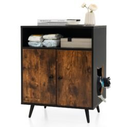 Modern Enclosure Cat Litter Box with Entry-Natural