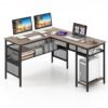 140 x 120cm Reversible L-Shaped Computer Desk with CPU Stand-Grey
