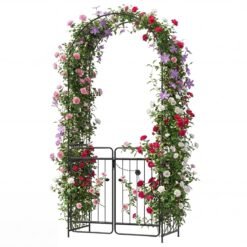 Heavy-duty Metal Garden Arbor with Lockable Gate and Base Plates