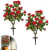 2 Pack Artificial Rose Flower Trees 80 CM Fake Shrub Plants-Red