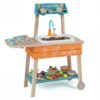 Outdoor Kids Play Kitchen Set Wooden Toy Kitchen Playset with Removable Sink-Multicolor